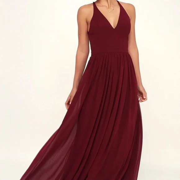 Lulu’s Love Spell Burgundy Lace-Back Maxi Dress - Picture 4 of 4